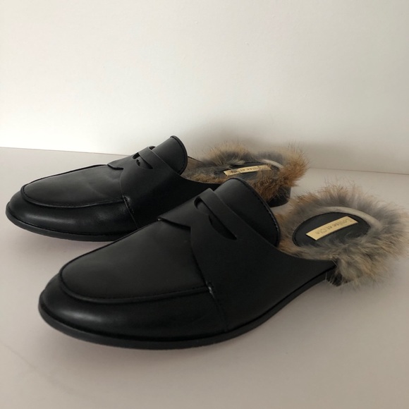 Louise Et Cie Dugan II Genuine Rabbit Fur penny loafer Mules - Picture 5 of 11